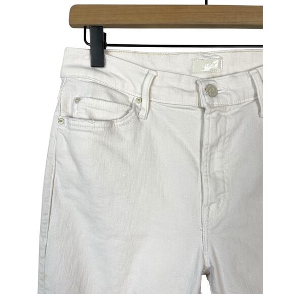 Mother The Rascal Crop Fray Cream Puff White Size 29 Raw Hem Casual Trendy - Picture 7 of 15